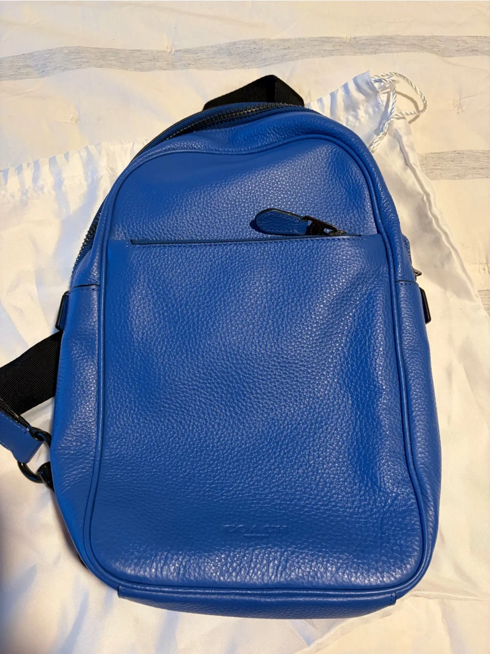 Coach Royal Blue Pebbled Leather Sling Bag for Men